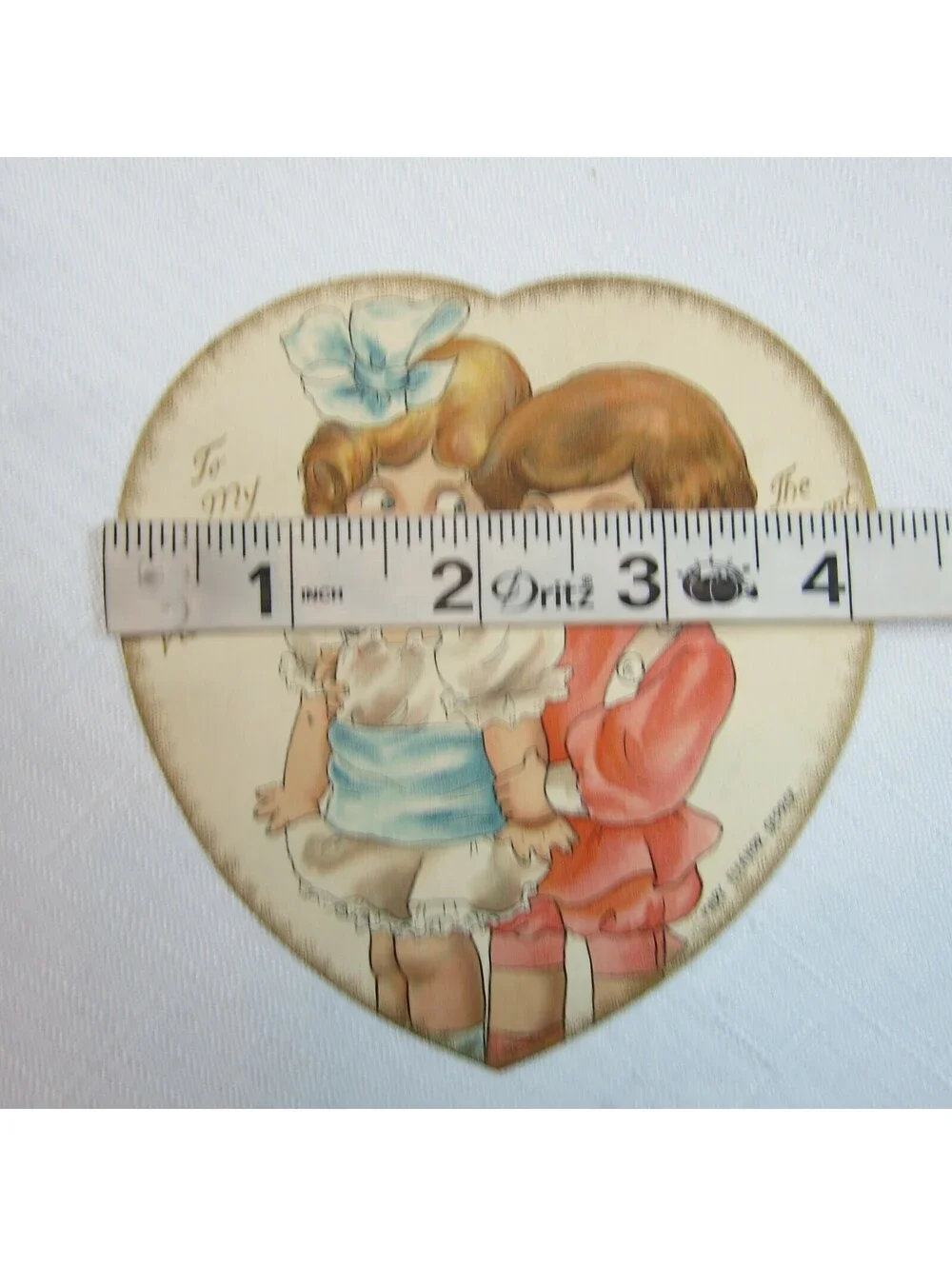 Vintage Valentine 1920s Nister Card Boy & Girl Heart Mary Eleanor George Bavaria